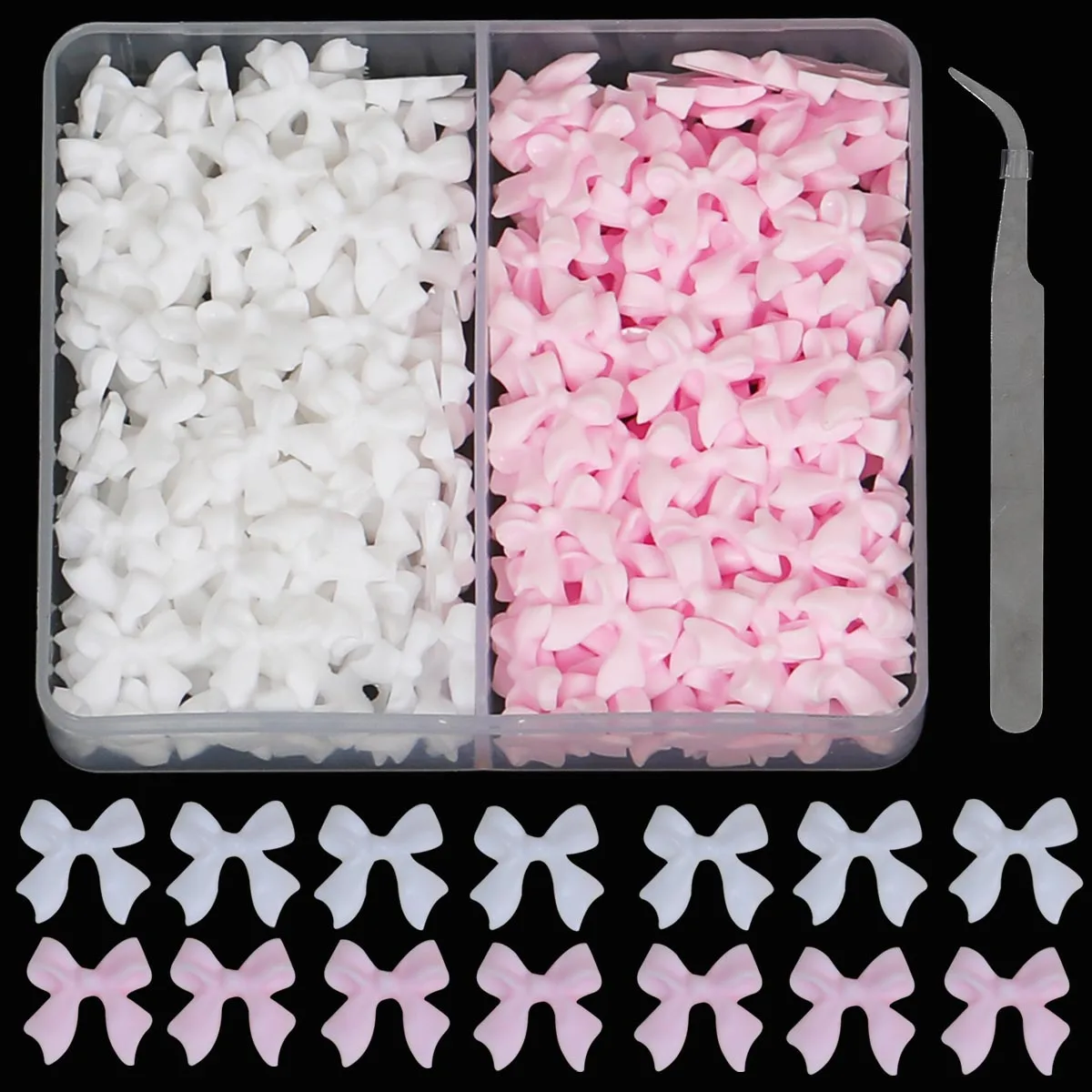 Pierres Précieuses pour Ongles 3D, 2 Grilles, Multi-Spécifications, Taille Blanche et Rose, Fond pio AB, Perle, Verre pio 2mm-6mm