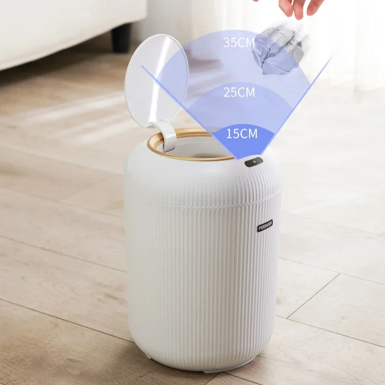 Waterproof Smart Dustbin Non-slip Footbed Automatic Sensor Wastebasket Trash Can Dispenser with Lid for Home Kitchen 9.5L/10L