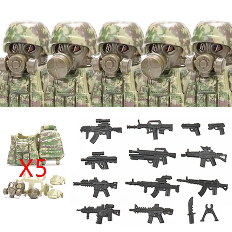 Militär-Spezialeinheiten-Serie Bausteine Stadt-Polizei Kommando SWAT Armee-Soldat Figur Gasmaske Waffen Bausteine Spielzeug