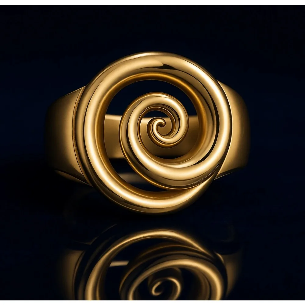 

Массивные кольца-спирали для женщин, позолоченные 14-каратным золотом, из нержавеющей стали, водонепроницаемые, с эффектным дизайном