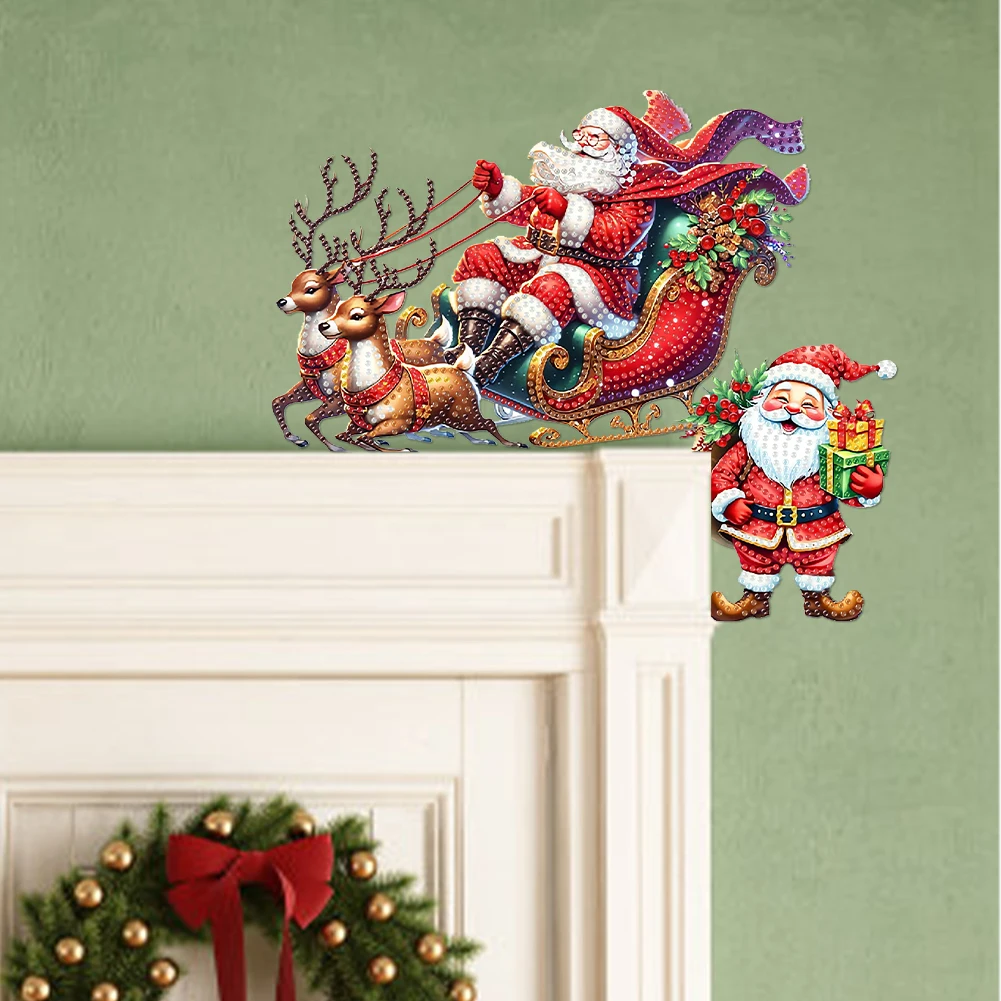 DIY عيد الميلاد الماس اللوحة الباب الزاوية المعلقات الماس الفنون مجموعة إطار الباب ديكور معلق باب خشبي الديكور للمنزل مكتب