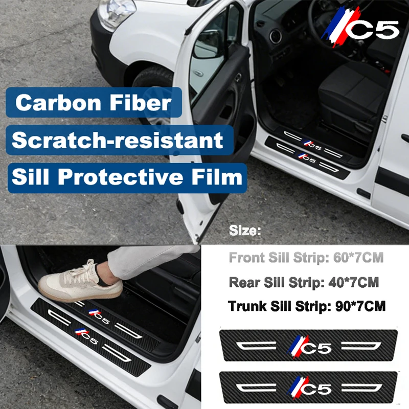 

Stickers Trunk Bumper Pedal Decals for C5 Wear-resistant Front and Rear Door Threshold Strips Scratch Resistant for Citroen