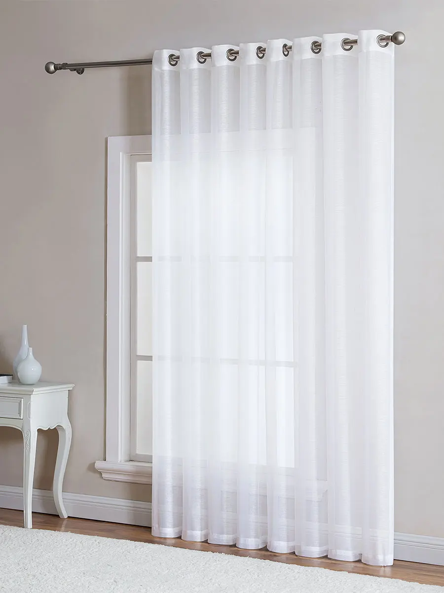Weiße durchsichtige Vorhänge – 96,5 cm lang, für Wohnzimmer/Schlafzimmer, Voile-Vorhänge mit Öse, leichter Fenstervorhang