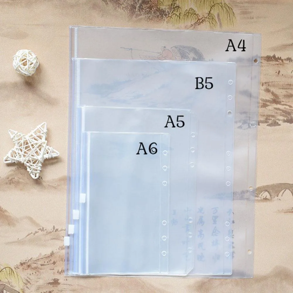 School A4/A5/A6/A7 Transparent Plastic Clip File Planner Notebook Loose Leaf Ring Binder