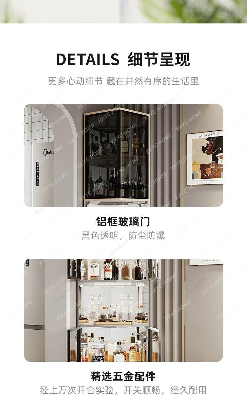 Transparent Glass Bar Cabinet Shelves Living Room Mobile Wine Cabinet Kitchen Storage Decoration Estante  Furniture
