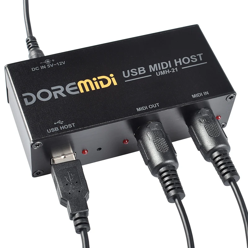 DOREMiDi High-Speed USB MIDI Host Box MIDI Host USB To MIDI Converter UMH-21 and USB HUB 2.0 Hi-Speed 4 USB Ports Hub