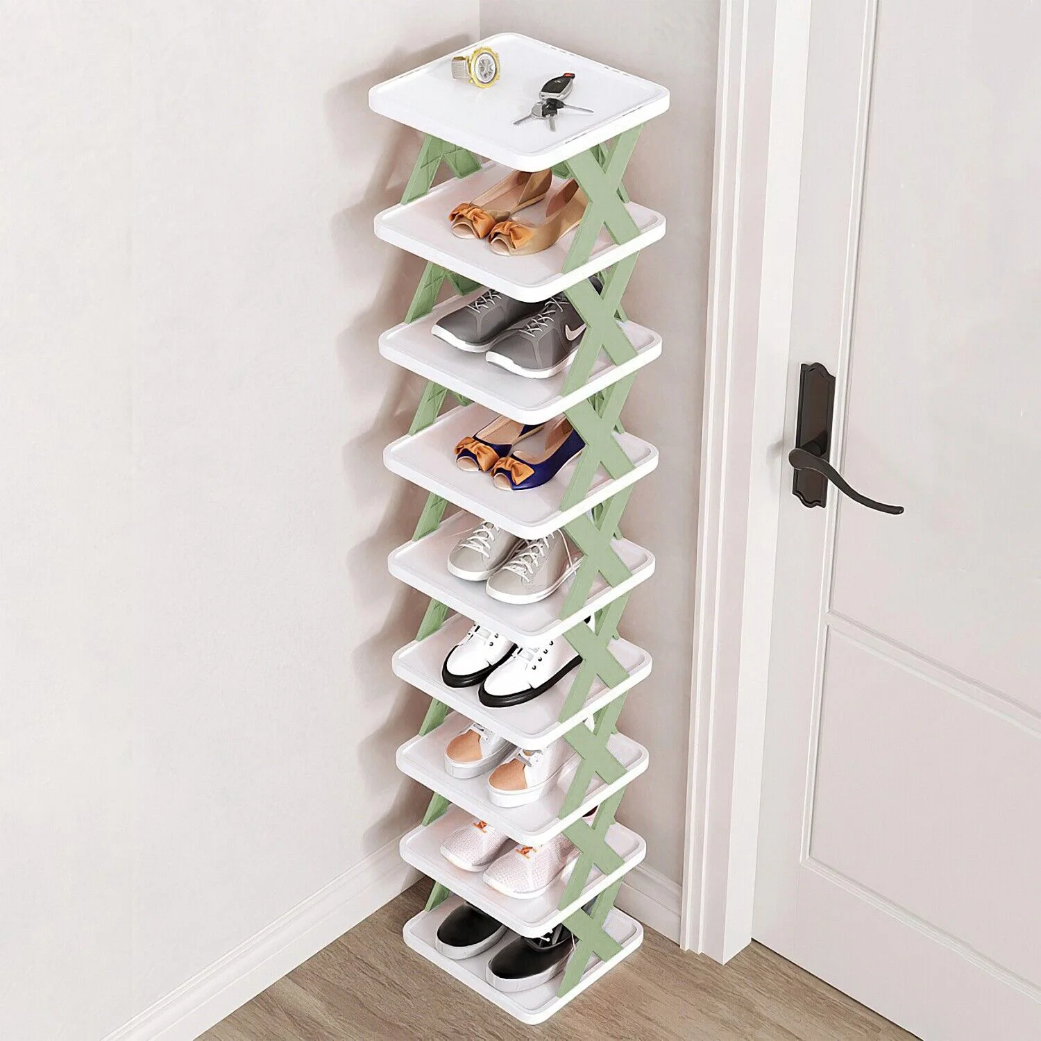 

Shoe Rack Shelf Racks For Storage Stackable Bookcase Organizer Shoes Small Holders Tall