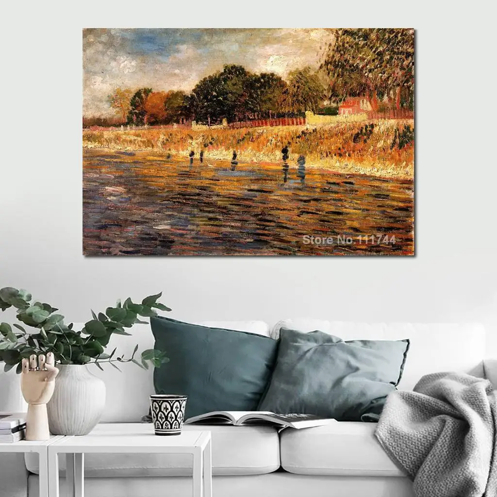 

Art for Living Room Wall The Banks of The Seine by Vincent Van Gogh Paintings High Quality Hand Painted