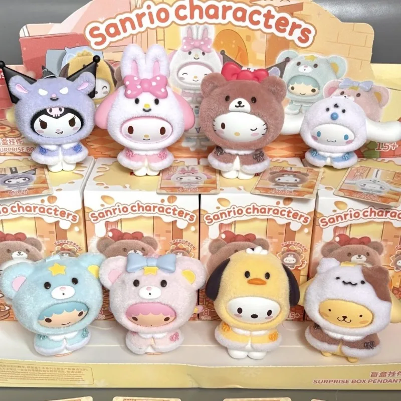 Em estoque sanrio pequena capa série reunindo caixa cega brinquedo na moda kuromi kt reunido chaveiro rosto mudando caixa mistério presente da menina