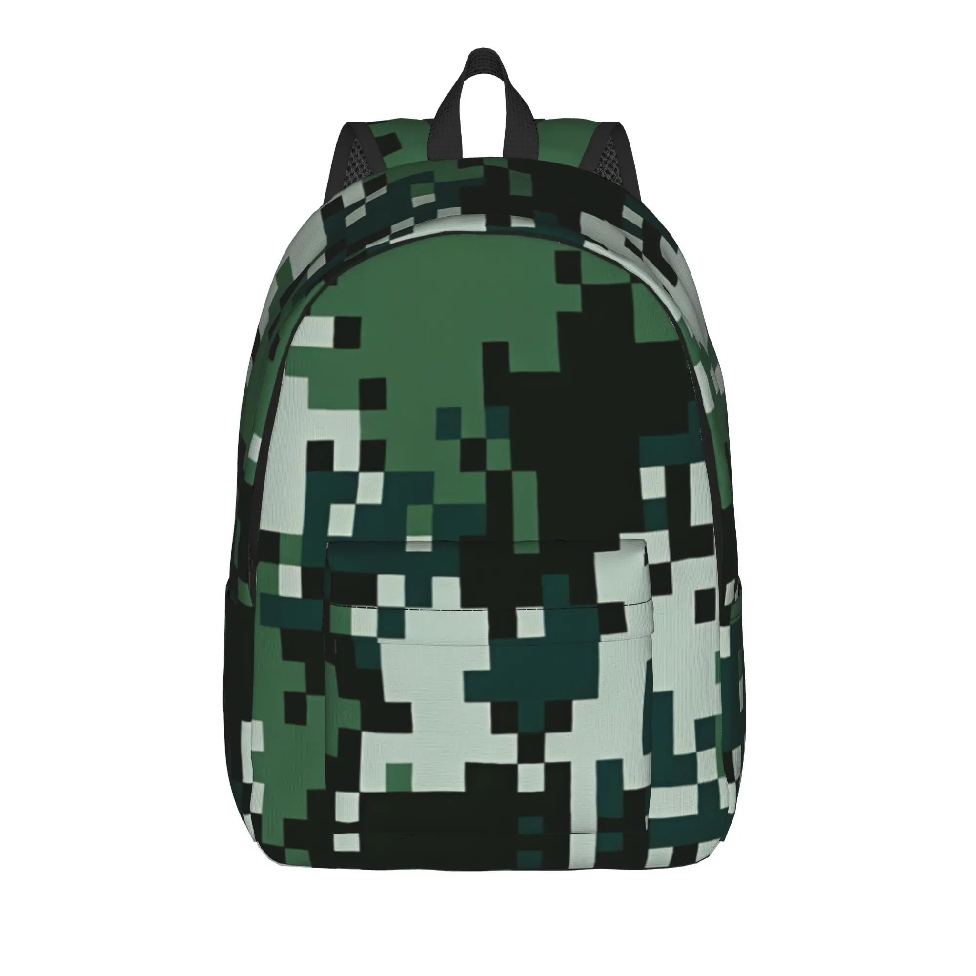 Green Digital Woodland Camo Backpack  Boy Girl Polyester Outdoor Style Backpacks Lightweight Fun High School Bags Rucksack