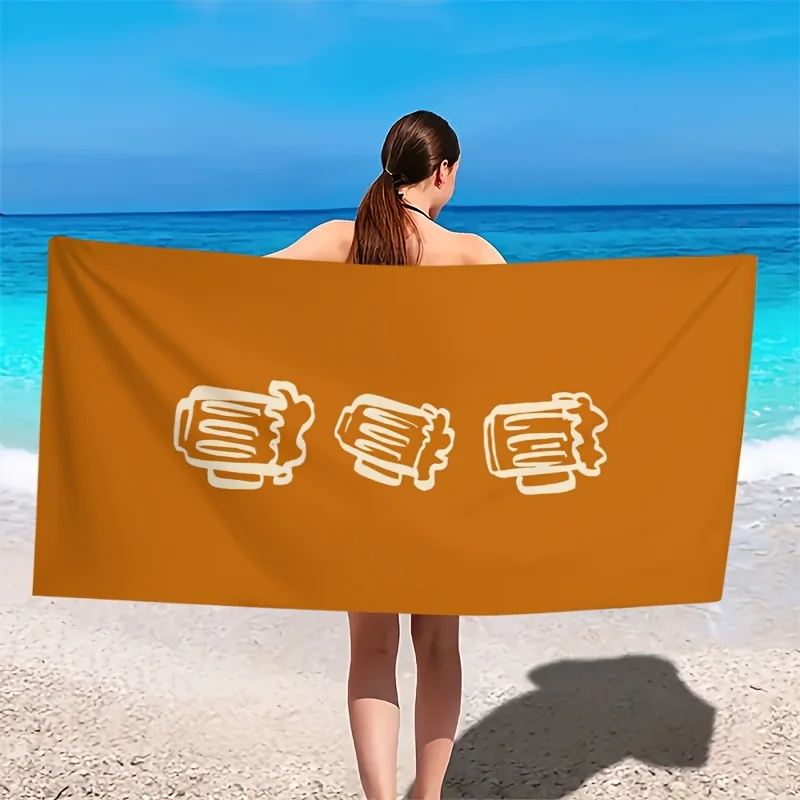 Simple Hand-Painted Style Beer Theme polyester microfiber beach towel is highly absorbent, suitable swimming and beach outings