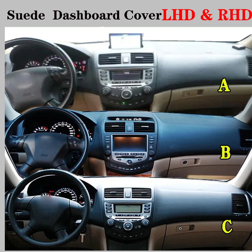 Suede leather dashboard sunshade pad for Honda Accord CL7 CL9 24S CM2 CM4 CM5 CM6 2003-2007 car styling