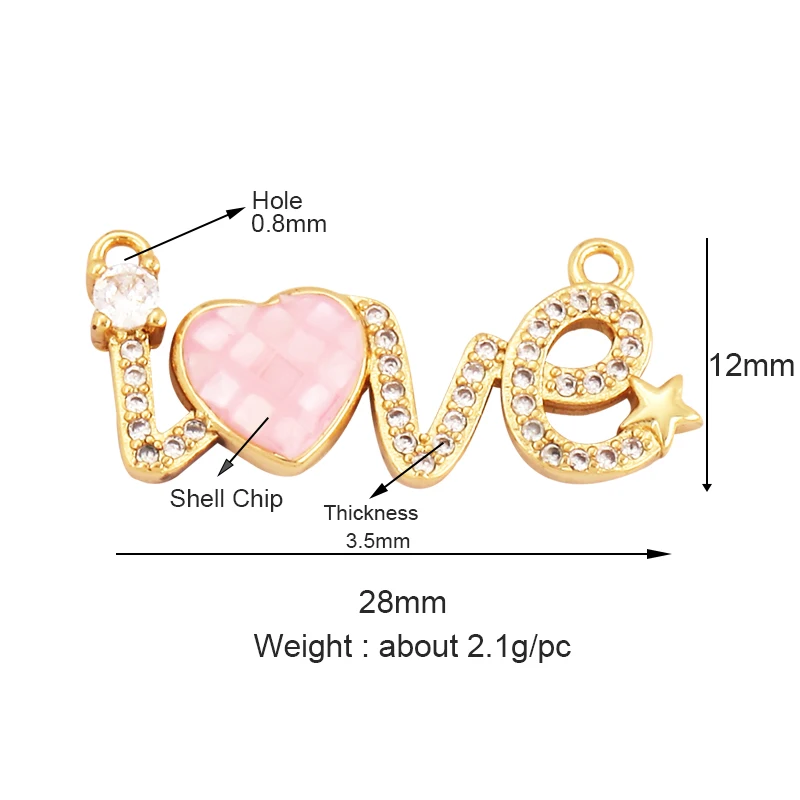 Banhado a ouro Incrustado Shell Chips Charm Pendant, Cute Sweet Romantic Love Star, Colar de jóias Acessórios, Mão Making Supply, L49