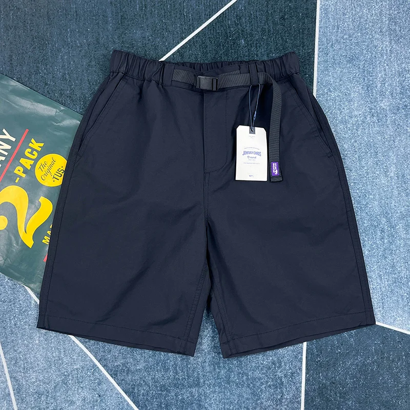 Celana pendek kasual longgar musim panas celana kuartal di atas lutut kaki lurus retro Amerika pria