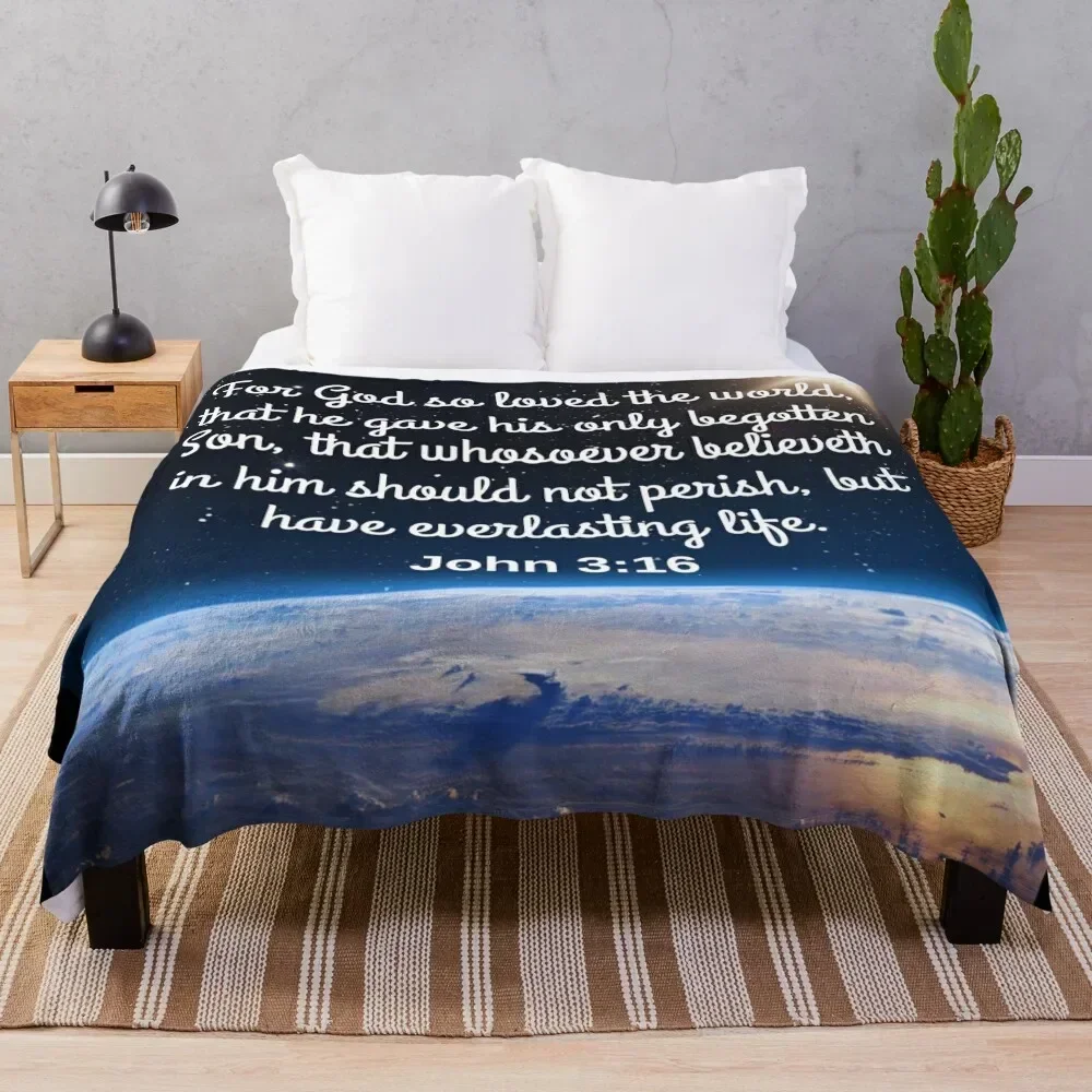 

John 3:16 KJV Throw Blanket Decorative Beds Plaid Shaggy Quilt Blankets