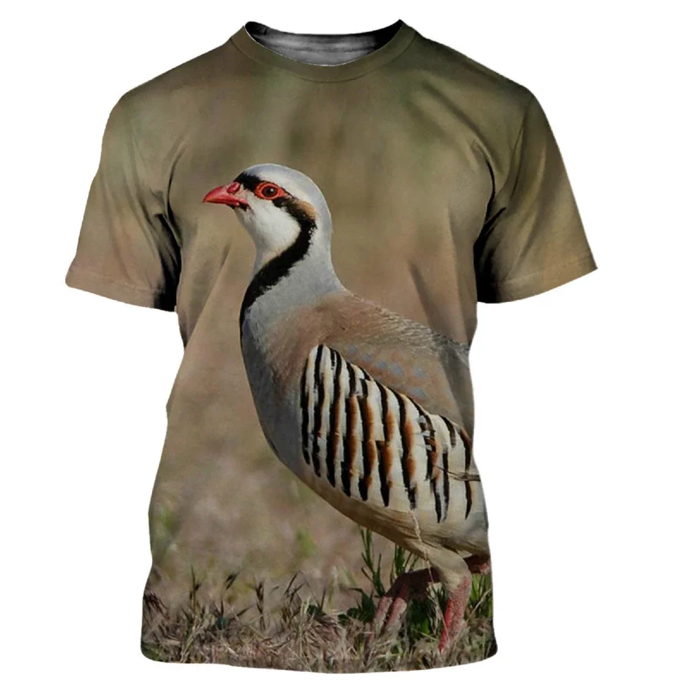 Camouflage Hunting Animals Quail 3D Print Summer Men\'s O-Neck T-shirt Casual Short Sleeve Oversized T Shirt Fashion Men Clothing