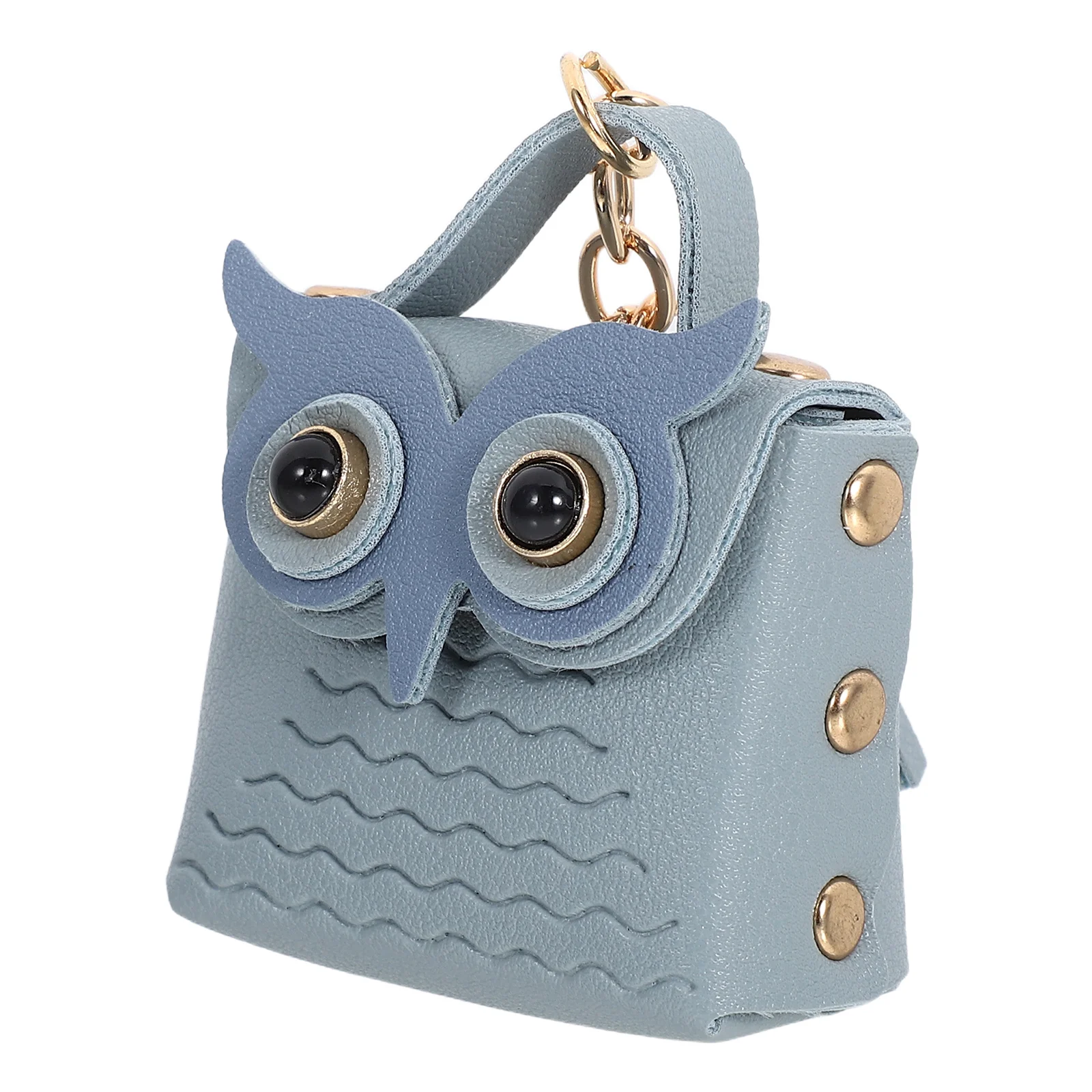 Dompet Koin Mini Owl Lucu Biru PU Gantungan Kunci Kantong Dompet Organizer untuk Wanita Aksesoris Gantungan Tas Ransel Kantong Gantungan Kunci