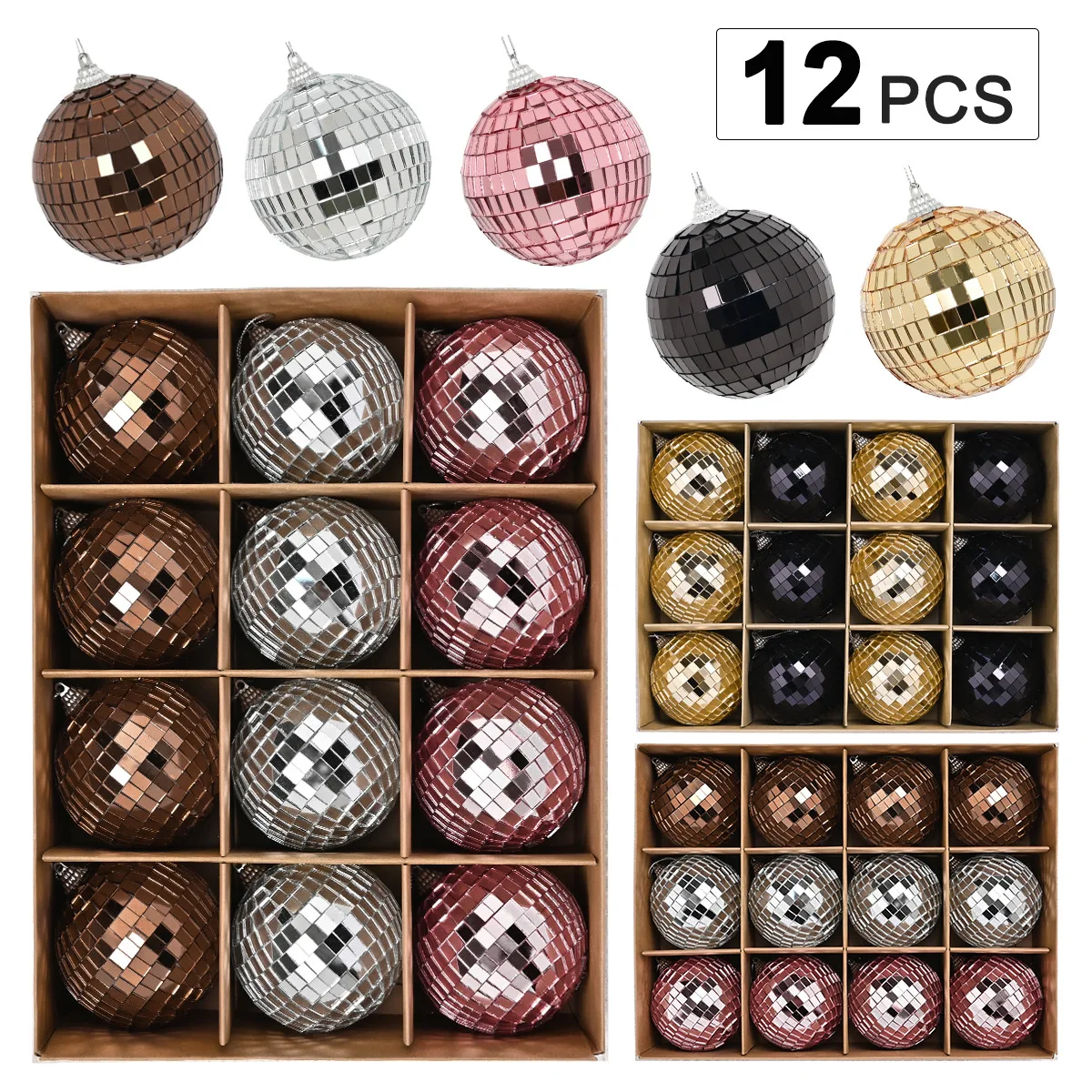 

8cm 12Pcs Clubs Home Parties Christmas Party Christmas Tree Ornaments Disco Ball Decoration Reflective Outside Silver Sequins