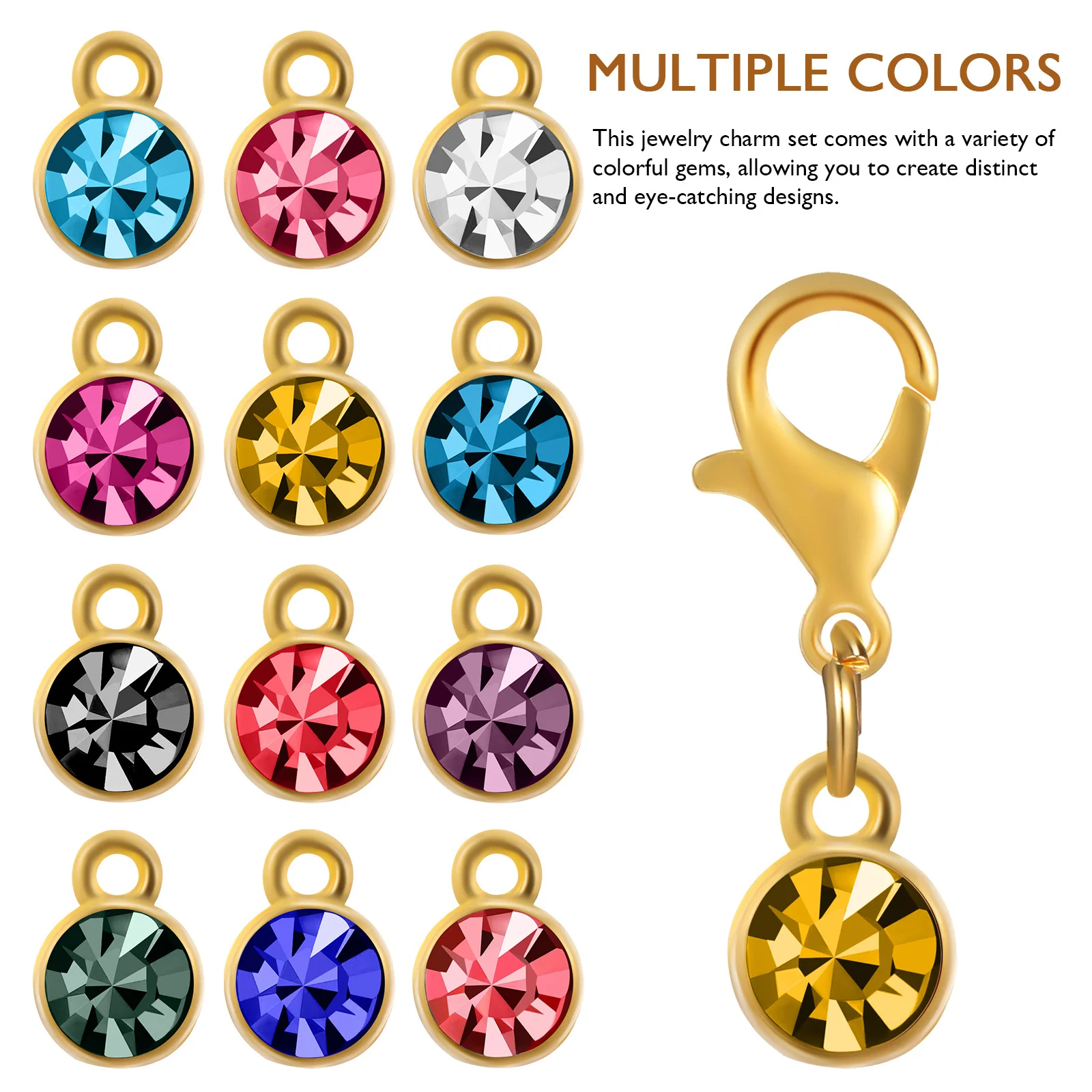 

48Pcs Colorful Rhinestone Charms Metal Alloy Pendants for DIY Jewelry Making Bracelet Necklace Earring Keychain Craft Decor