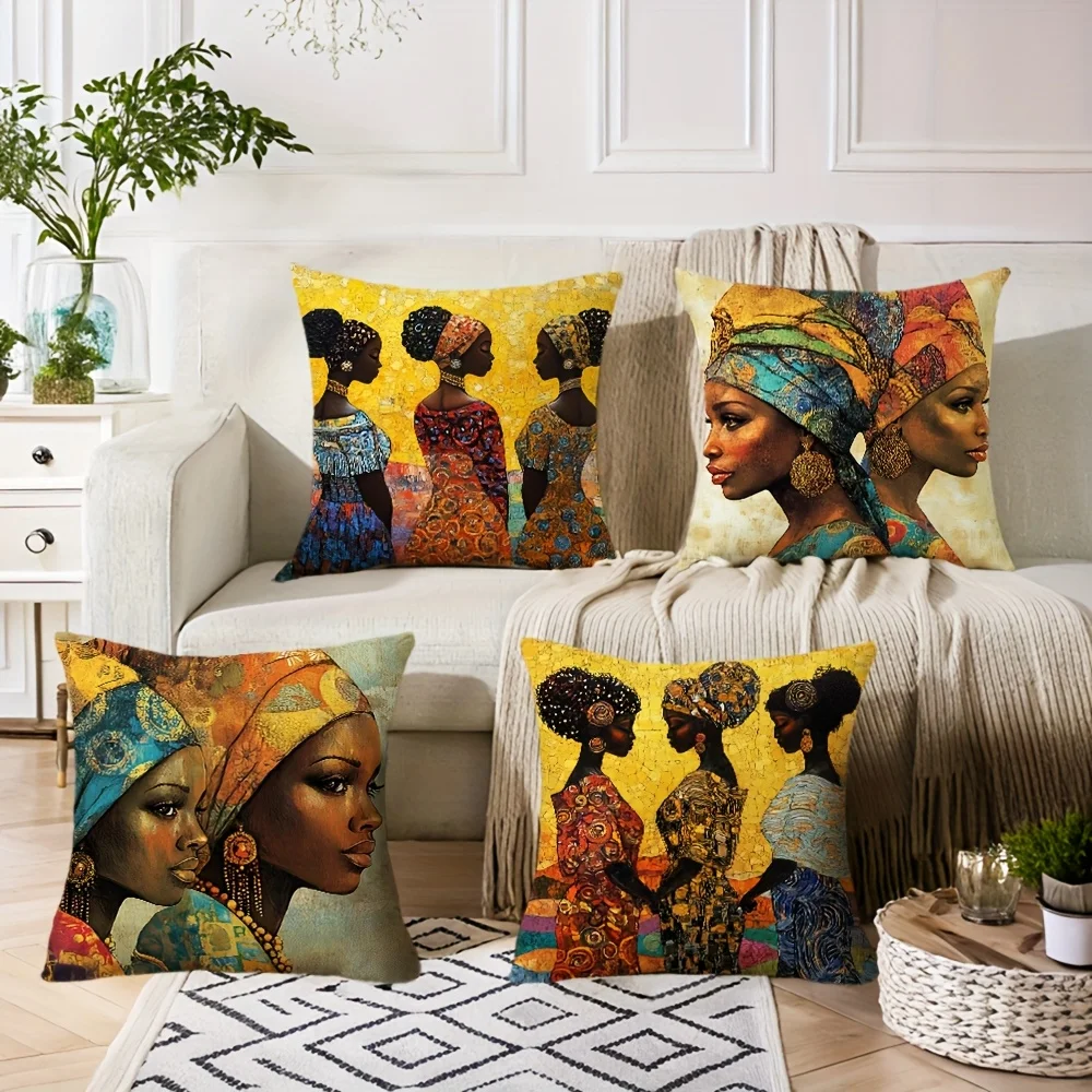 Classic African Art Lady Model Throw Pillow Sofa Bed Living Room Office Beach Theme Decor