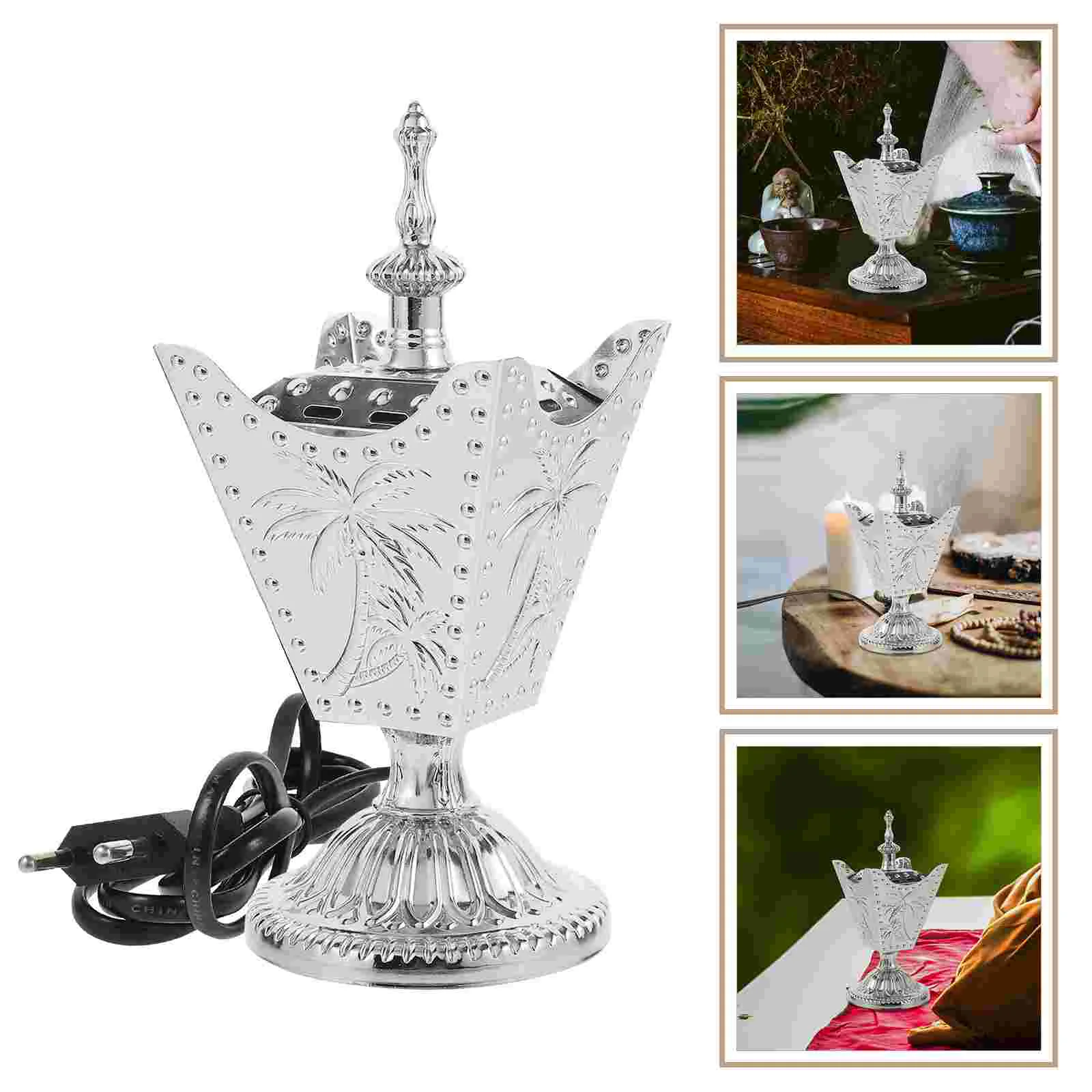 

Decorations Plug-in Incense Burner Aroma Middle East Decorative Burners for Retro Silver Electric Holder