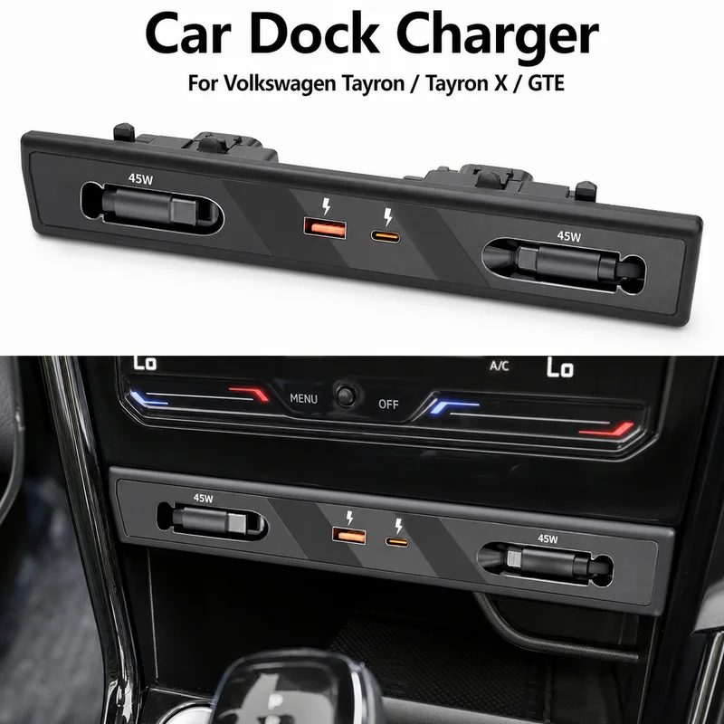 For Volkswagen Tayron/Tayron X/GTE Car Docking Station Charger Super Fast Charging Car Interior Accessories