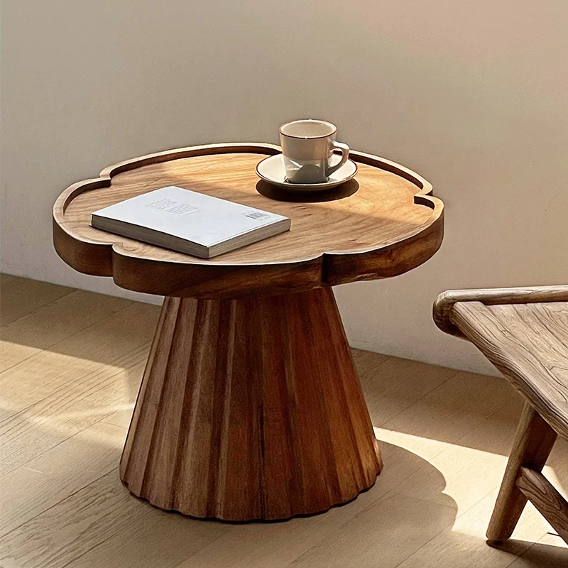 Solid Wood Coffee Table For Living Room //Wabi Sabi Style Modern Customizable Side Table Creative Flower Tree Stump Shaped
