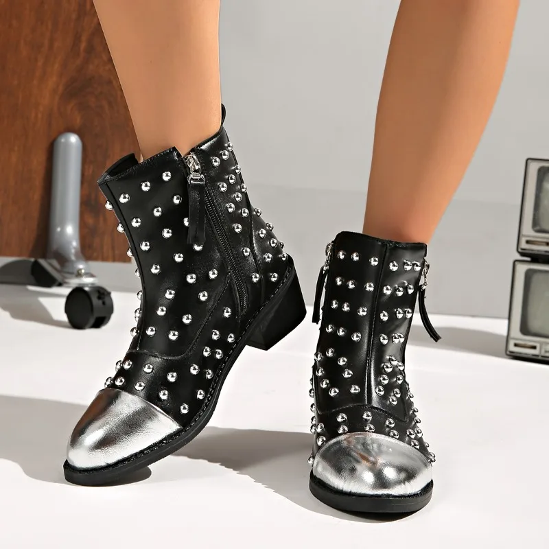 

Retro Pointed Toe Iron Toe 2025 Autumn New Skinny Rivet Spice Girl Thigh Boots Women's Boots