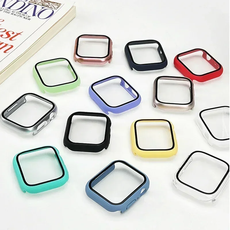 PC強化ガラス+ケース Apple Watch Series 10 42mm 46mm 45mm 41mm 44mm 38-40mm バンパー スクリーンプロテクター シリーズ9 8 7 6 5 4 SE対応