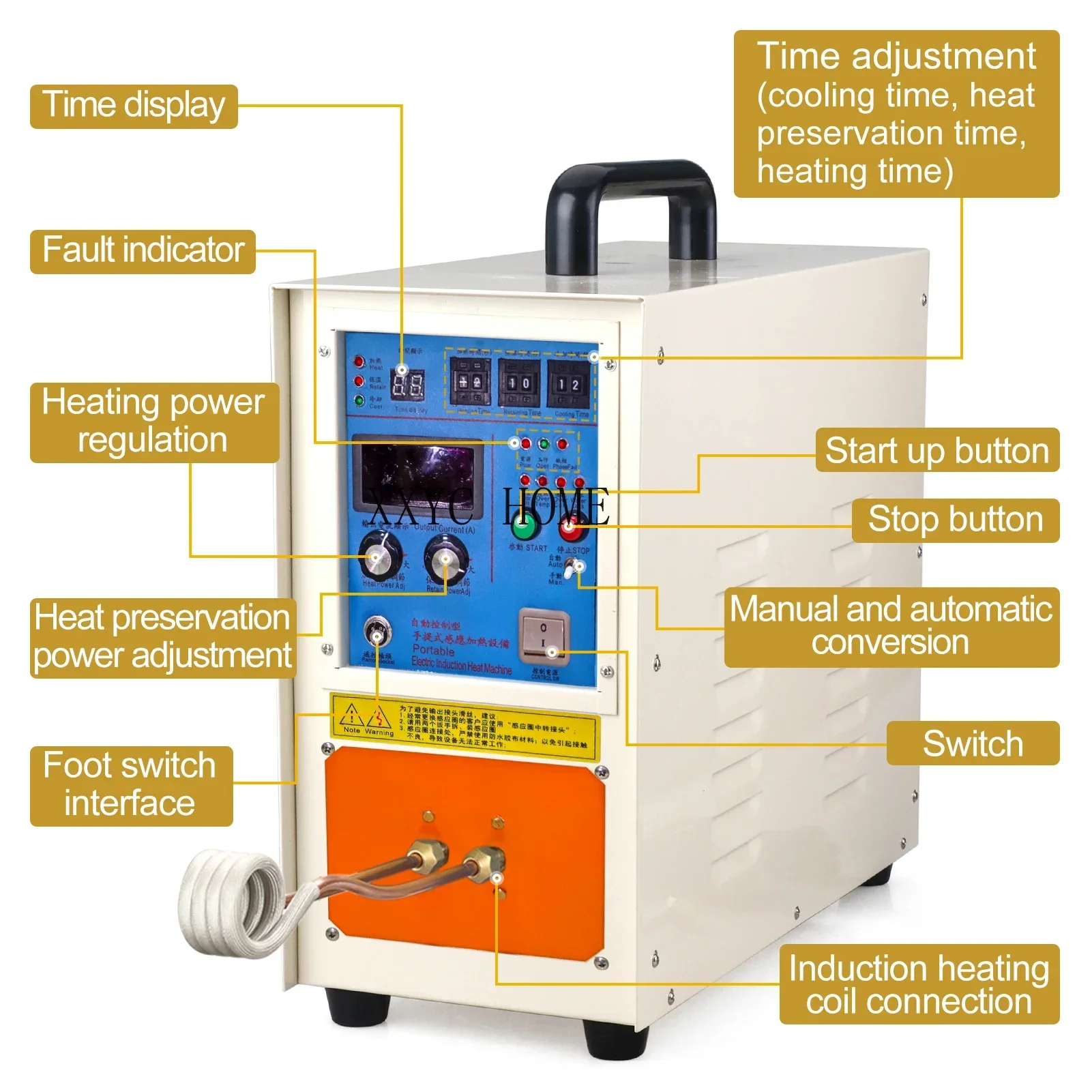 15KW Induction Heater Induction Heating Machine 220V Metal Smelting Furnace High Frequency Welding Metal Quenching Equipment