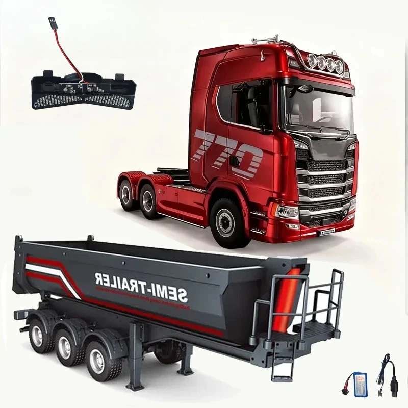 Huina New Model 1501+1509 with Demon Eyes 770s RC Heavy-duty Truck Trailer Model Tractor High-end Toy Children's Adult Gift