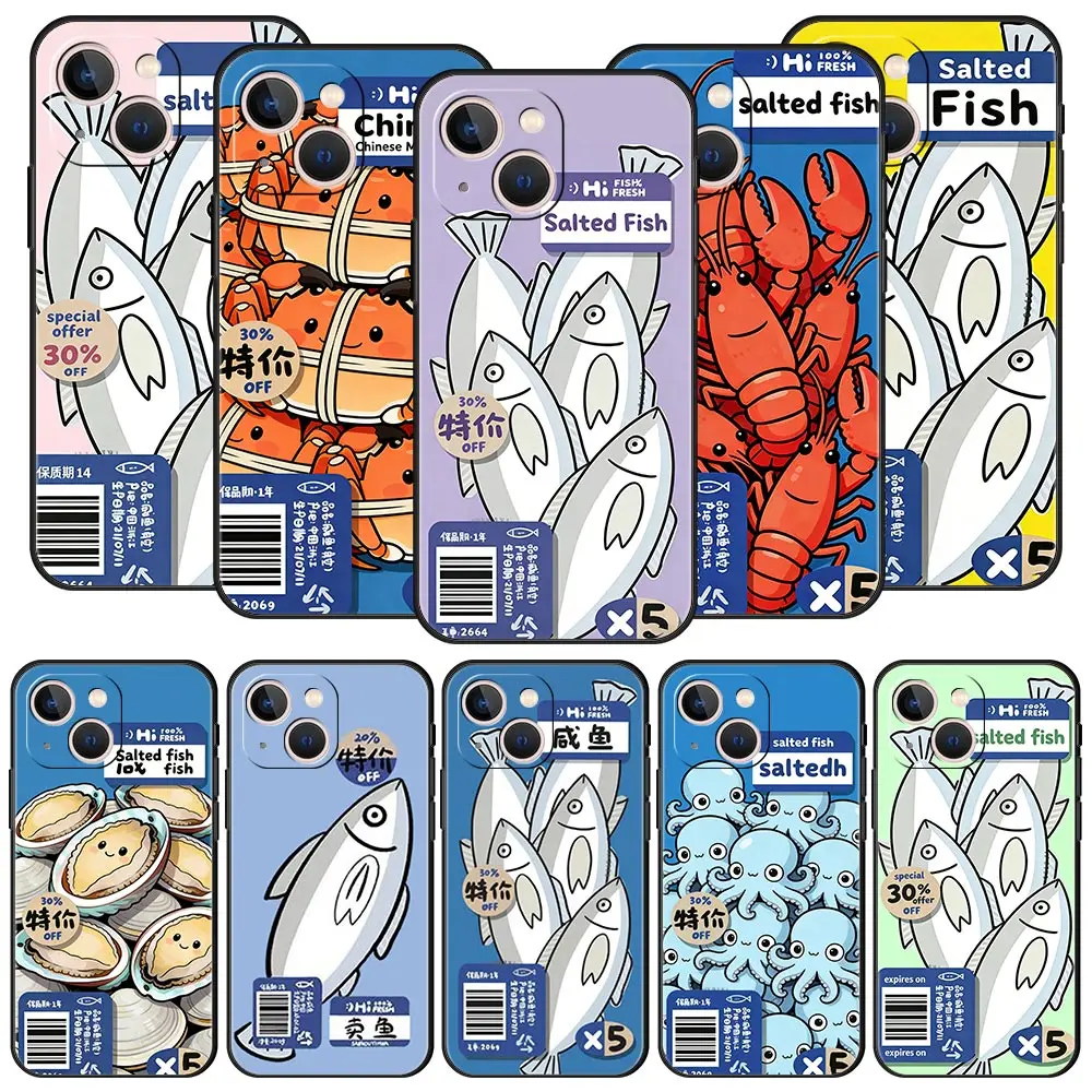 Discounted Salted Fish Phone Case For iPhone 17 Air 16 Plus 13 15 14 12 11 Pro MAX 7 8 SE Soft TPU Shockproof Cover Funda