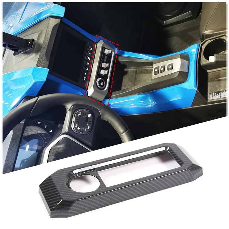 For Polaris SlingShot 2020-2023 ABS Carbon Fiber Car Center Console Gear Panel Water Cup Frame Steering Wheel Decorative Sticker - view 6