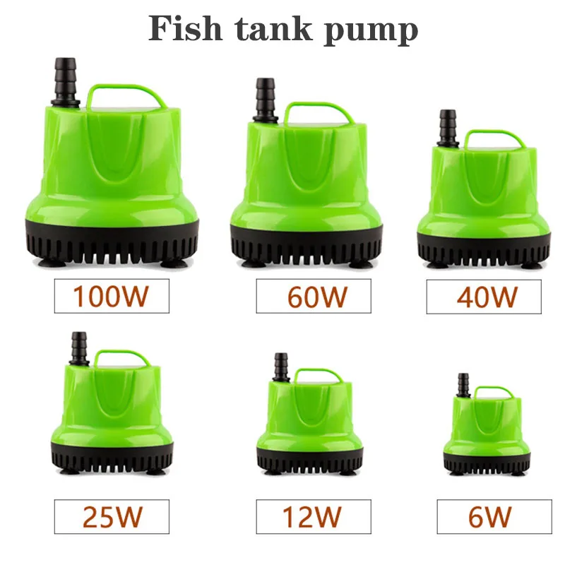 Submersible Water Pump for Fish Tank Pond, Hydroponics Garden Fountain, Ultra-Quiet Waterfall, 6W, 12W, 25W, 60W, 100W 110V-220V