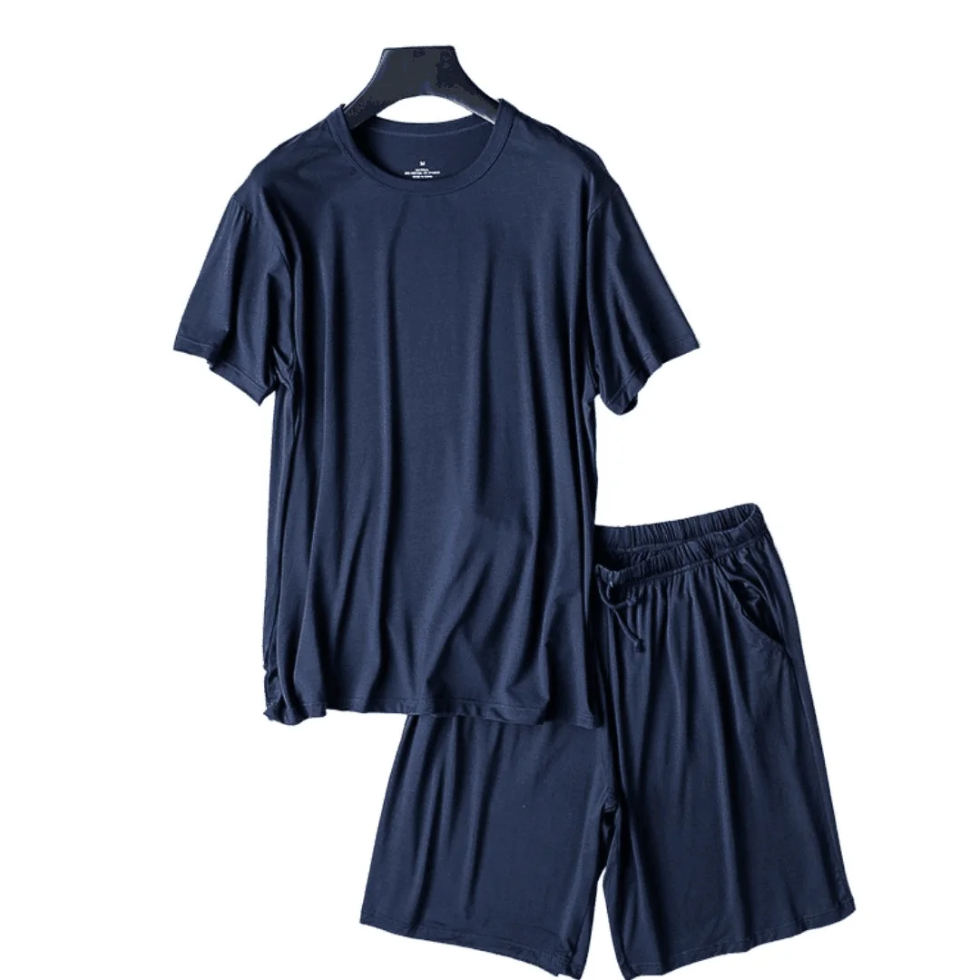 

Plus Size Summer Modal Home Wear Set Short Sleeve O Neck Men Pajamas Sets Soft Casual Sleep Wear Comfortable Workout Shorts