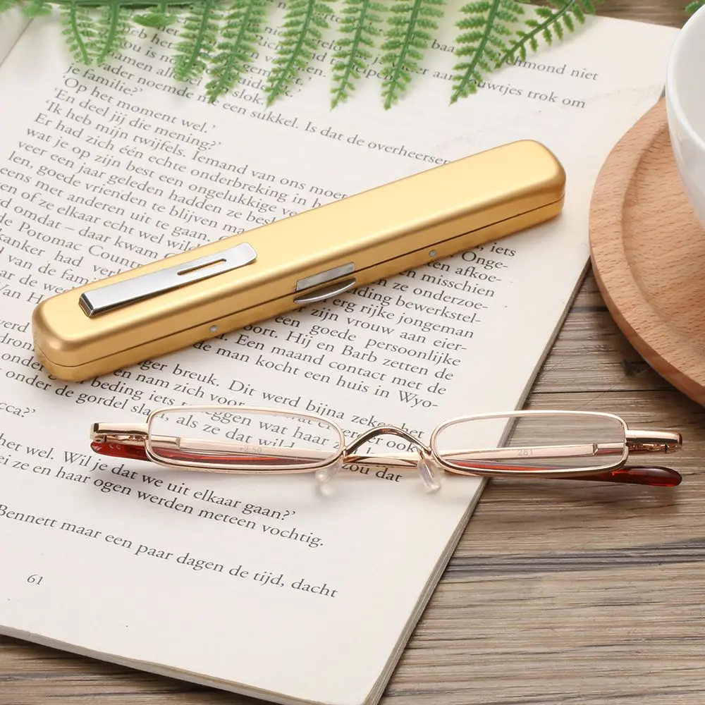 1 pc Portable Reading Glasses Slim Small Eyewear Metal Frame Resin Lens Eyewear Vision Care Eyewear Unisex Reading Glasses