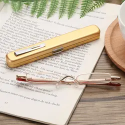 1 pc Portable Reading Glasses Slim Small Eyewear Metal Frame Resin Lens Eyewear Vision Care Eyewear Unisex Reading Glasses