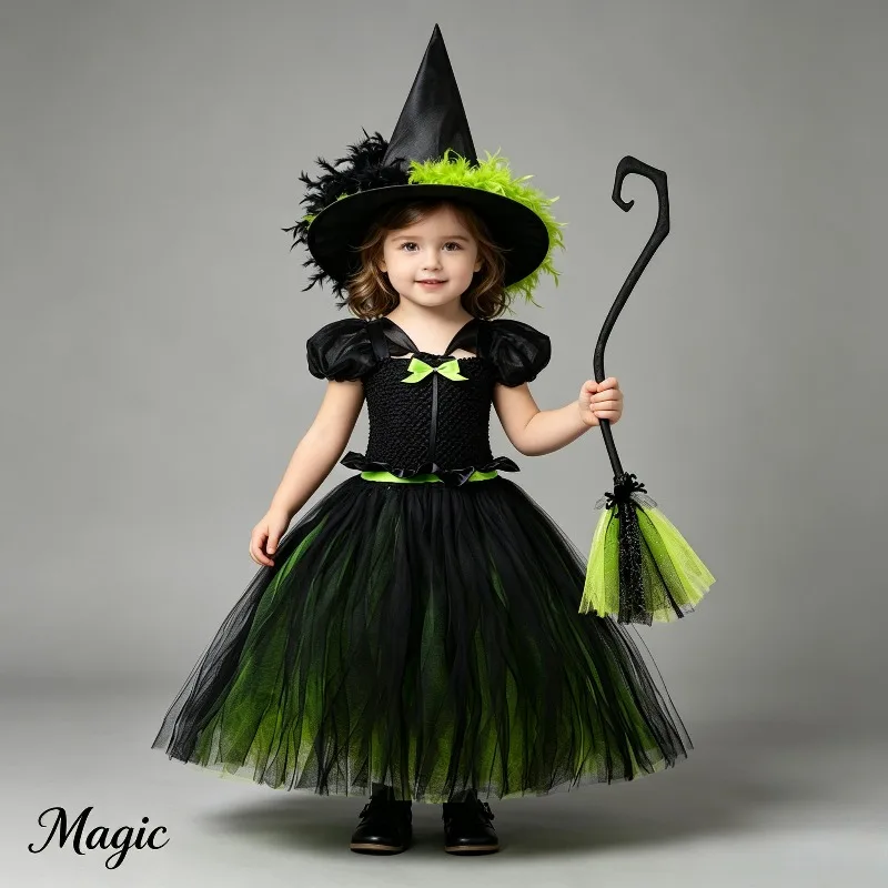 

Fluffy Pink Wicked Witch Tutu Skirt Magical Fairy Cosplay Costume Soft Tulle Dress Halloween Party Fancy Performance Outfit