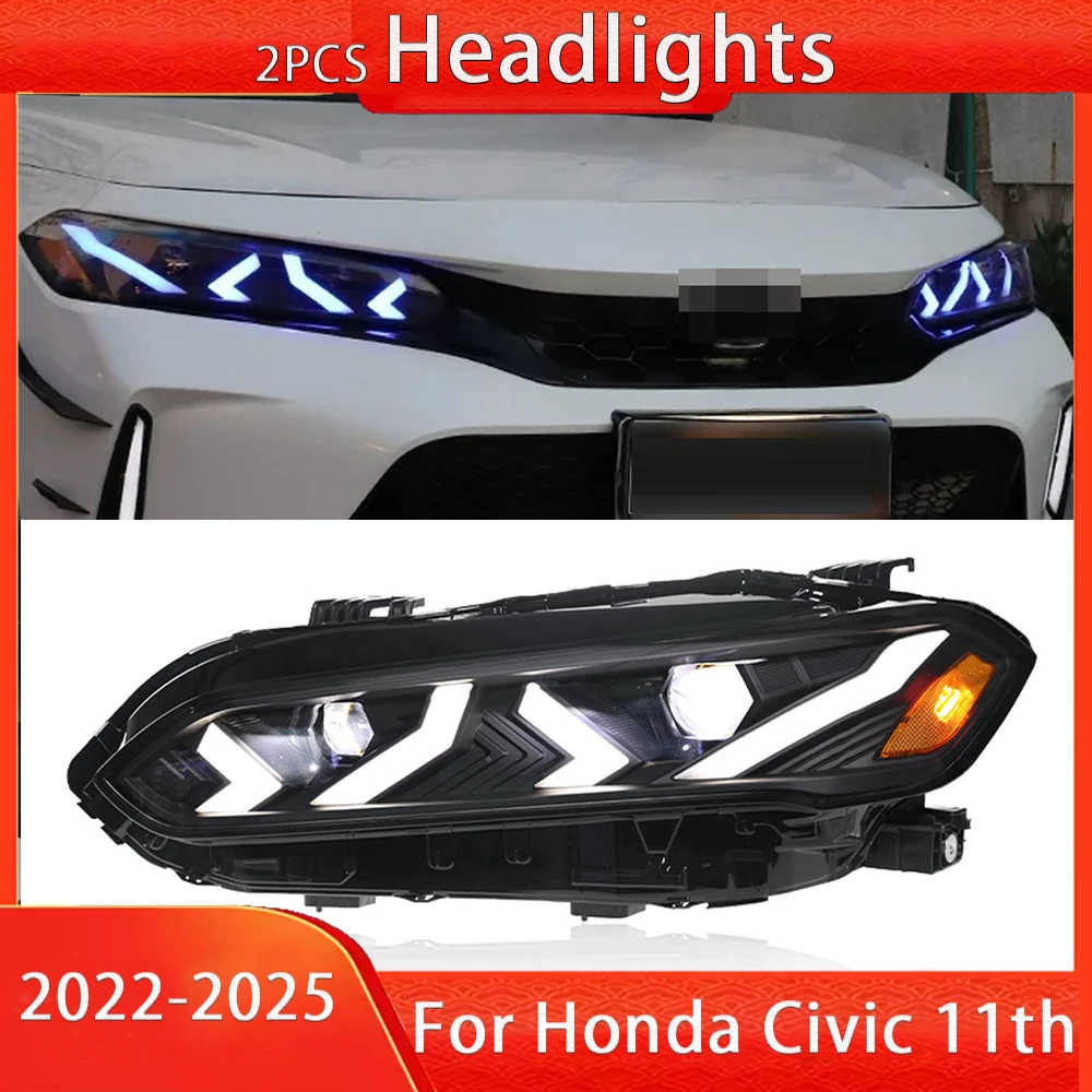 

Автомобильные светодиодные фары с задним фонарем для Honda Civic 9/10/11 2012-2025, фары в стиле Lamborghini, автомобильные аксессуары Plug And Play