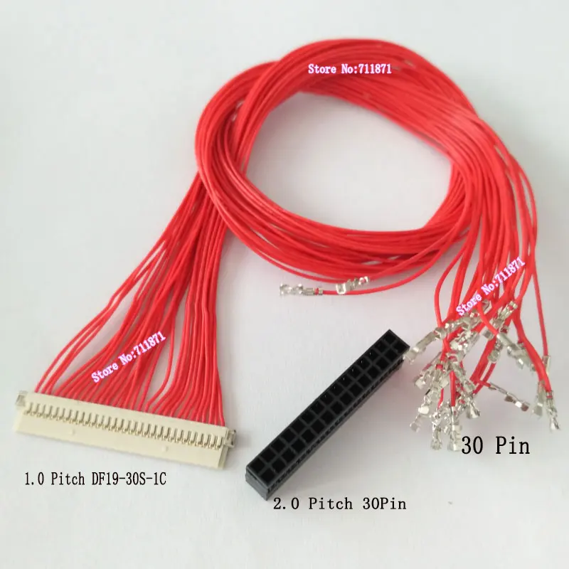 DIY 30Pin DF19 Custom Screen cable Line 30P 30 Pin DF19-30S-1C to 2.0 Pitch LVDS 1ch 2ch 6bit 8bit Lcd Screen Wire Cord DF19 30P