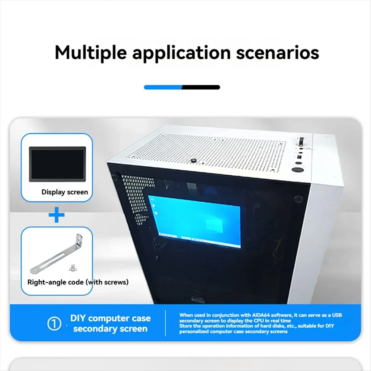 

*ESTR 7-дюймовый экран IPS Type-C, динамический дополнительный экран 1024x600, процессор, графический процессор, поддержка мониторинга оперативной памяти, вертикально, свободно AIDA64