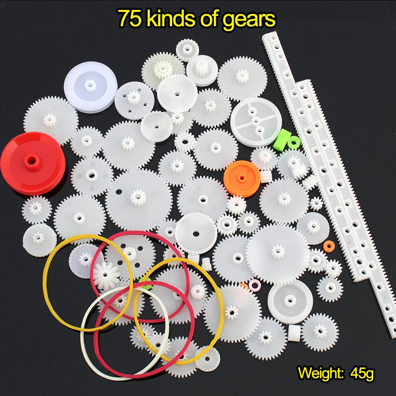 Various Gear Packages Plastic Gear Kit Bag Motor Gear Assembly 0.5 Modulus Pulley Belt Shaft Gear Worm Crown Gear Rack DIY Toy