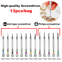 0.8-2.0mm Steel Screwdriver for Watch Repairing Portable Watch Tools Band Removal with Mini Link Pins Watchmaker Tools 13pcs/bag