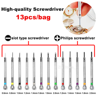 0.8-2.0mm Steel Screwdriver for Watch Repairing Portable Watch Tools Band Removal with Mini Link Pins Watchmaker Tools 13pcs/bag