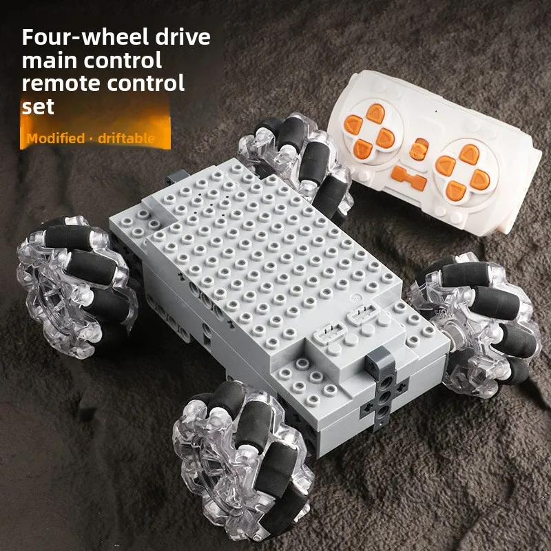 

MOC Building Kit LEGO Compatible RC Car Chassis Electric Model with Mecanum Wheels for Kids STEM Toy