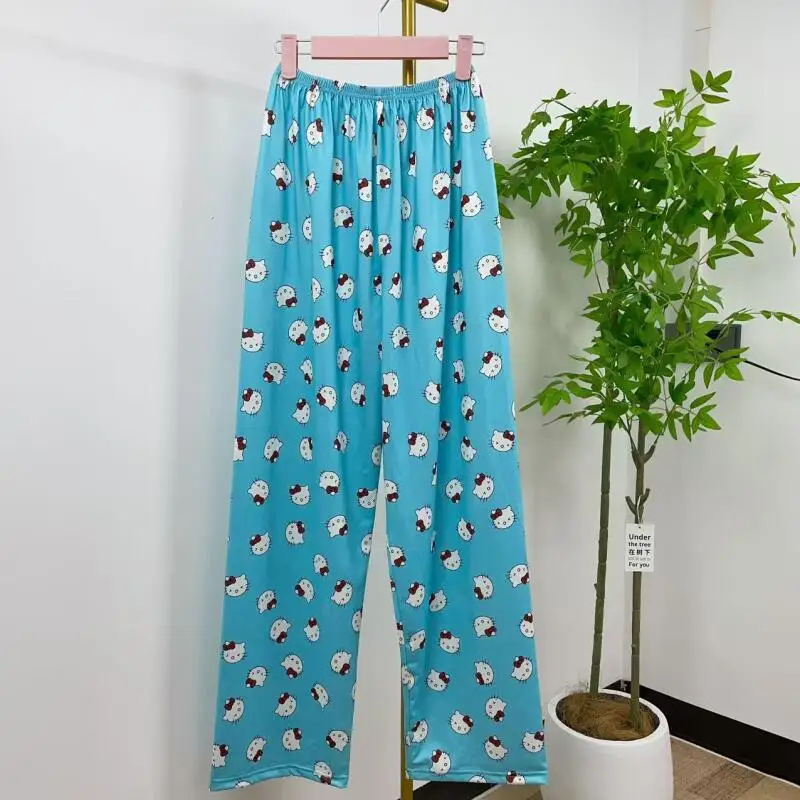 New Cartoon Pajamas Hello Kitty Women's Loose Spring Autumn Home Casual Trousers Can Be Worn Outside Walking Pants Cute Ins Gift