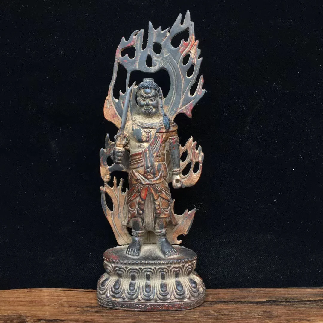 Rare  old Handmade copper God of Justice with sword Buddha statue,Free shipping