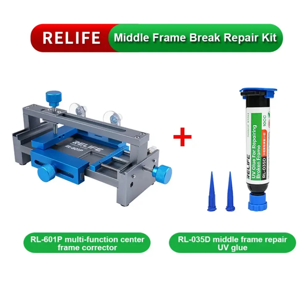 RELIFE RL-601P Multifunctional Mobile Middle Frame Corrector with RL-035D Broken Frame Repairing Adhesion for Phone Repair