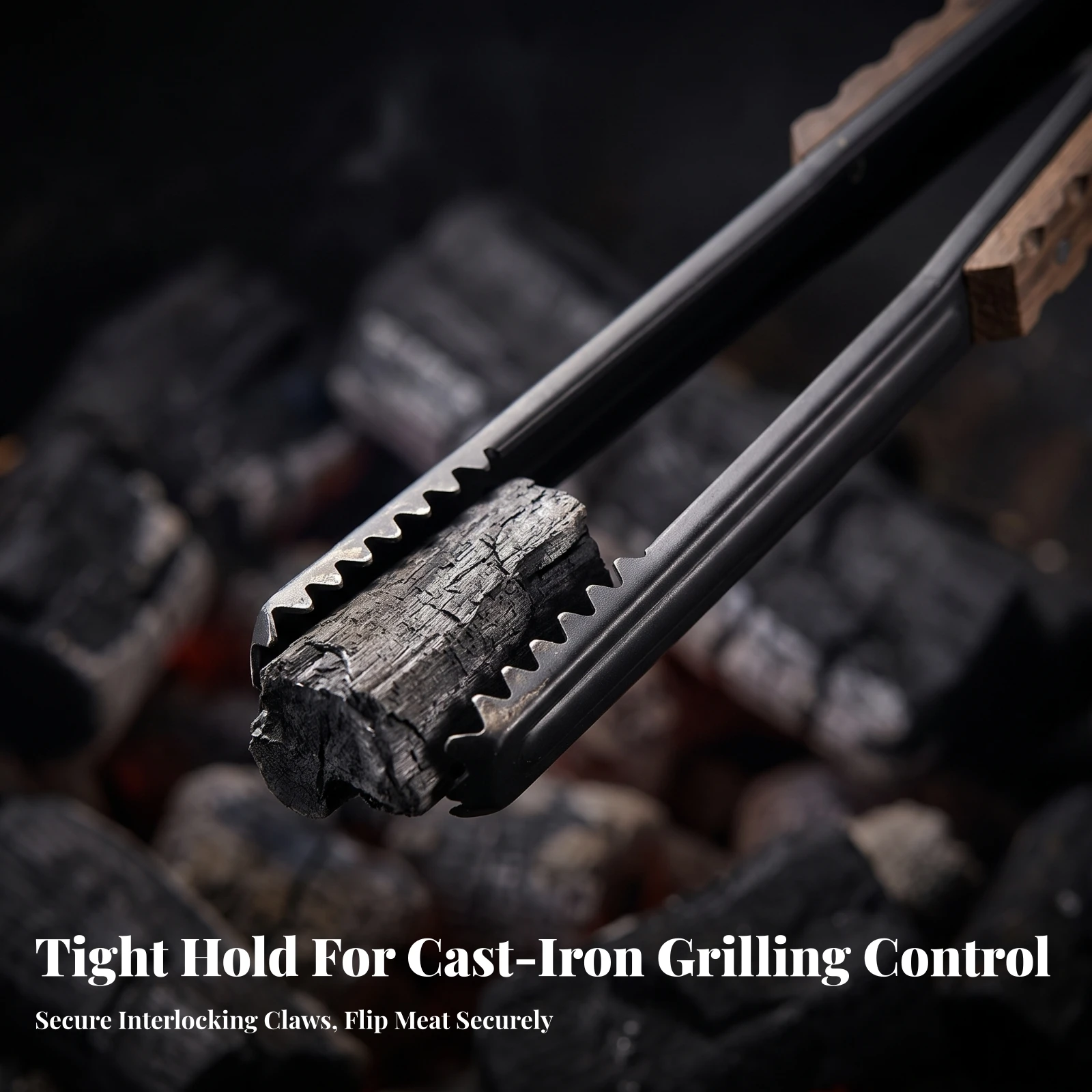 Charcoal Tongs Serrated Barbecue Tongs Charcoal Pick up Tool Long-Lasting Firewood Picker Non-Slip for Grill Masters