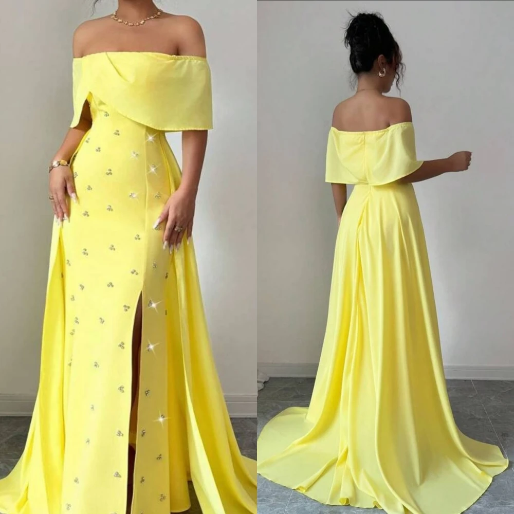 Sukienka wieczorowa z prostym dekoltem w łódkę, elegancka, podkreślająca temperament, wysokiej jakości, w stylu gwiazd, klasyczna, delikatna sukienka na przyjęcie.